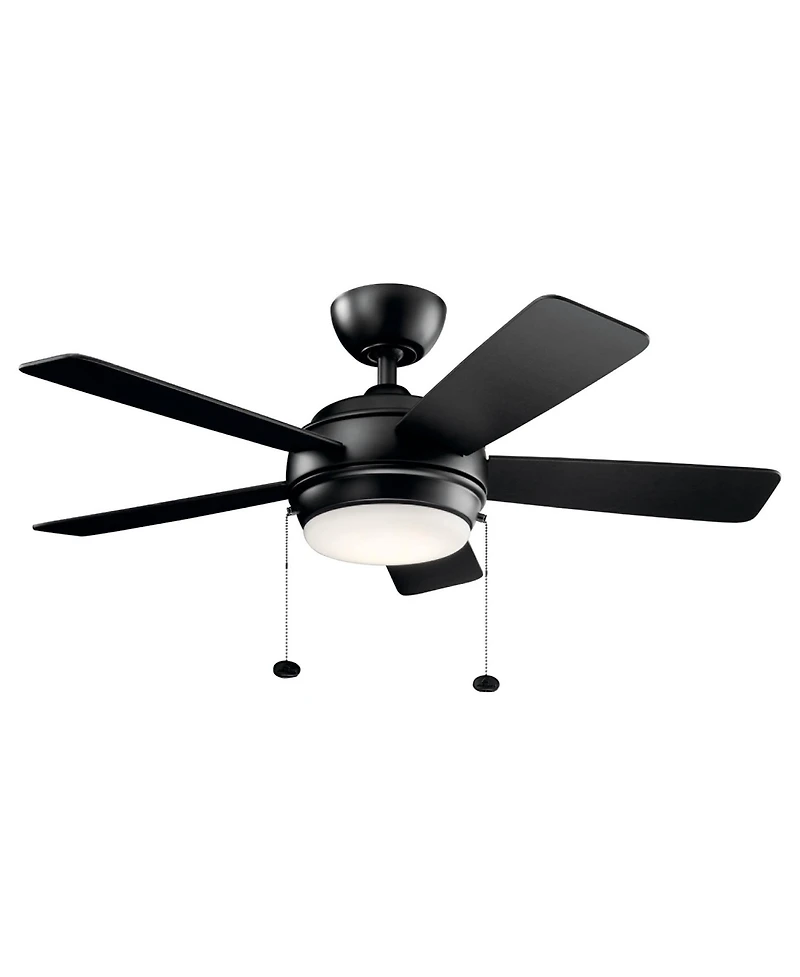 42" Kichler Starkk Satin Black Modern Pull Chain Led Ceiling Fan