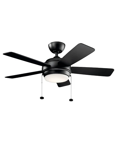 42" Kichler Starkk Satin Black Modern Pull Chain Led Ceiling Fan