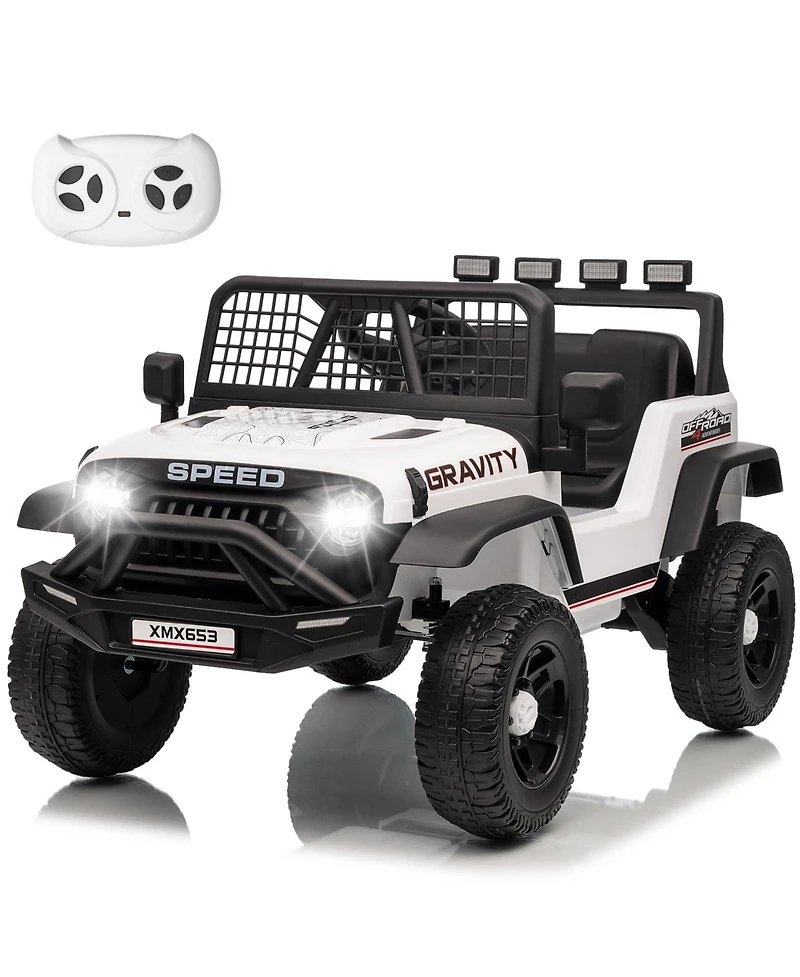 12V Ride On Electric Car for Kids with Remote Control 3 Speed Modes Music Led Lights Safety Belt Battery Powered Vehicle for Ages 3-6