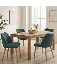 Wood Dining Chairs Set of 4, Armless Dining Chairs with Backrest, Upholstered Dining Chairs Modern Fabric Kitchen Chairs with Wooden Leg for Kitchen