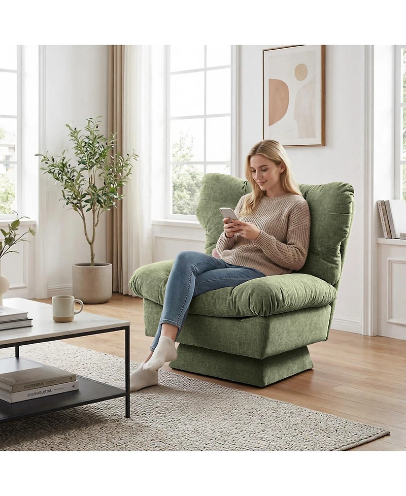 2 Set of Swivel Accent Chair, Modern Chenille Sofa Chair 360 degrees) Rotation, Oversize Base 30" Wide Seat, Supports 300 Lbs, Cozy Living Room