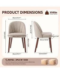 Dining Chairs Set of 2, Modern Upholstered Fabric Kitchen Chairs, Curved High Back, Thick Padded Seat and Wooden Frame, Side Chairs for Restaurant