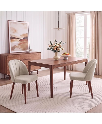 Dining Chairs Set of 2, Modern Upholstered Fabric Kitchen Chairs, Curved High Back, Thick Padded Seat and Wooden Frame, Side Chairs for Restaurant