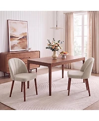 Dining Chairs Set of 2, Modern Upholstered Fabric Kitchen Chairs, Curved High Back, Thick Padded Seat and Wooden Frame, Side Chairs for Restaurant