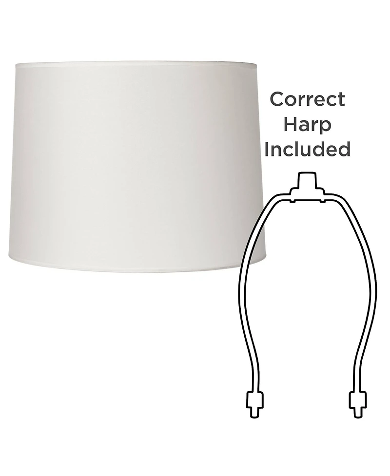 Springcrest Set of 2 Drum Lamp Shades White Medium 13" Top x 14" Bottom x 10" High Spider with Replacement Harp and Finial Fitting