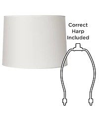 Springcrest Set of 2 Drum Lamp Shades White Medium 13" Top x 14" Bottom x 10" High Spider with Replacement Harp and Finial Fitting