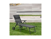 Boyel Living Patio Lounge Chair with Wheels Neck Pillow Aluminum Frame Adjustable