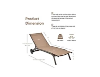 Boyel Living 6-Poisition Adjustable Outdoor Chaise Recliner with Wheels