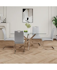 Flynama Set of 2 Faux Leather Dining Chairs with Chrome Legs, Modern Kitchen Seating Chairs