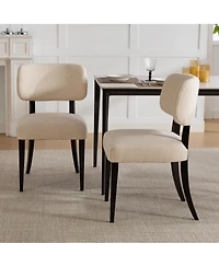 Flynama Set of 2 Mini Compact Farmhouse Fabric Wooden Dining Chairs