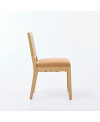 Flynama Set of 2 Tan Mid-Century Farmhouse Cane Rattan Dining Chairs, S-Spring Dual Rebound Cushion Solid Hardwood Side Chairs