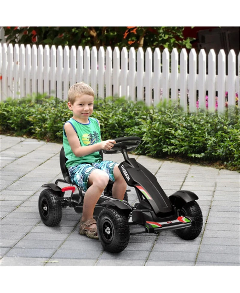Yobtop Kids Pedal Go Kart with Adjustable Seat, Handbrake, 110-lb. Capacity, Ages 5-12