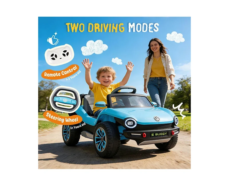 Yobtop Volkswagen Beetle 12V 2.4G Remote Control 4-Wheel Suspension Ride-On Electric Car, Ages 3-5