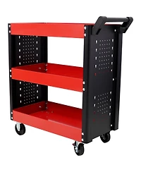 Streamdale Furniture 3 Tier Rolling Tool Cart with Pegboard
