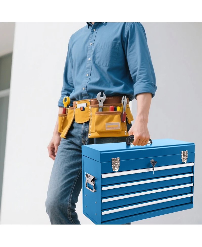 Streamdale Furniture 21-Inch Heavy Duty 4-Drawer Portable Metal Tool Box with Ball Bearing Slides