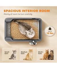 PawHut Stainless Steel Sifting Litter Box for Pine Pellets with Sifter Tray