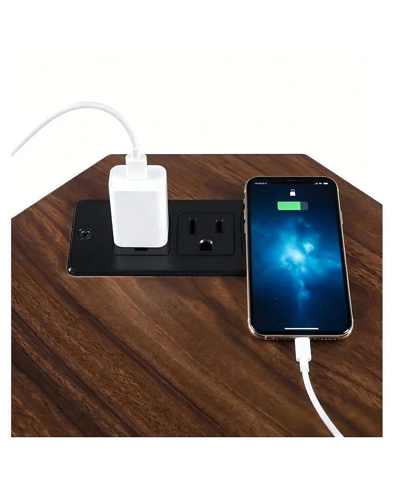Streamdale Furniture Modern Narrow Wooden Corner Storage Cabinet with Power Strip