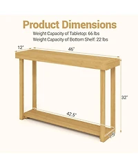 Slickblue 2-Tier Narrow Console Table 46" Solid Wood Farmhouse Style