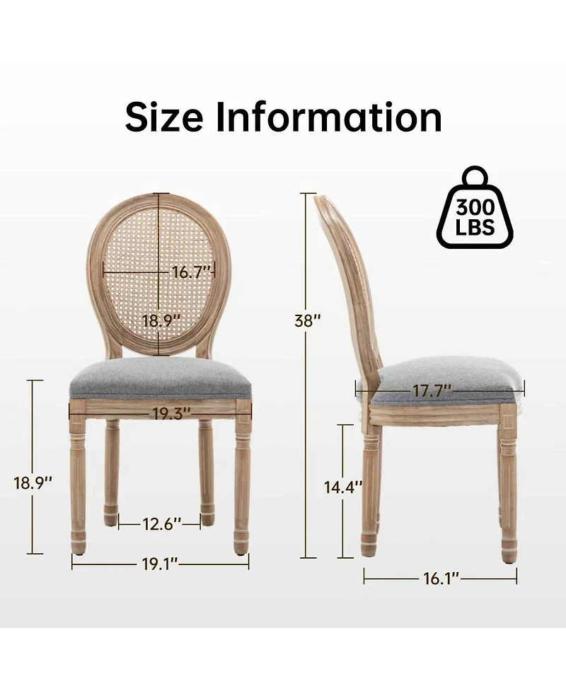 Streamdale Furniture Solid Wood Rattan Dining Chairs with Cushioned Seats, Set of 2