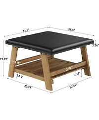 Tribesigns Square Ottoman Coffee Table, 31.5-Inch Faux Leather Ottoman with Solid Wood Storage Shelf