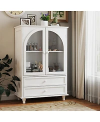 Streamdale Furniture Farmhouse Arched Glass Buffet Cabinet