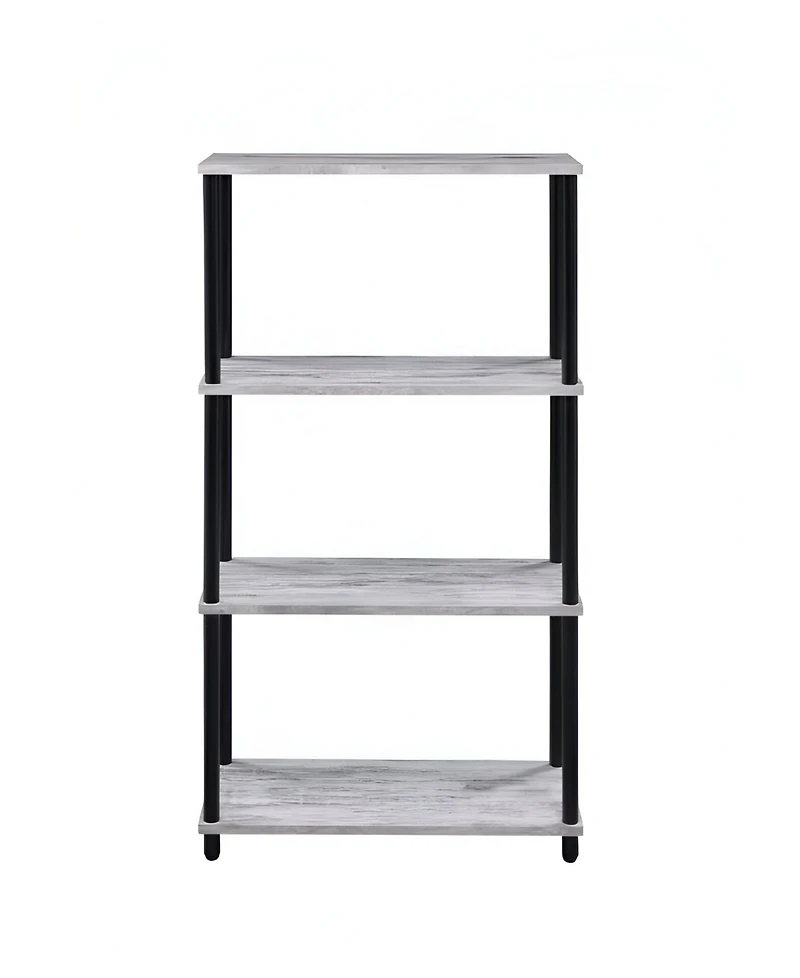 HomeRoots 44" Distressed Metal and Wood Four Tier Etagere Bookcase