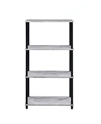 HomeRoots 44" Distressed Metal and Wood Four Tier Etagere Bookcase