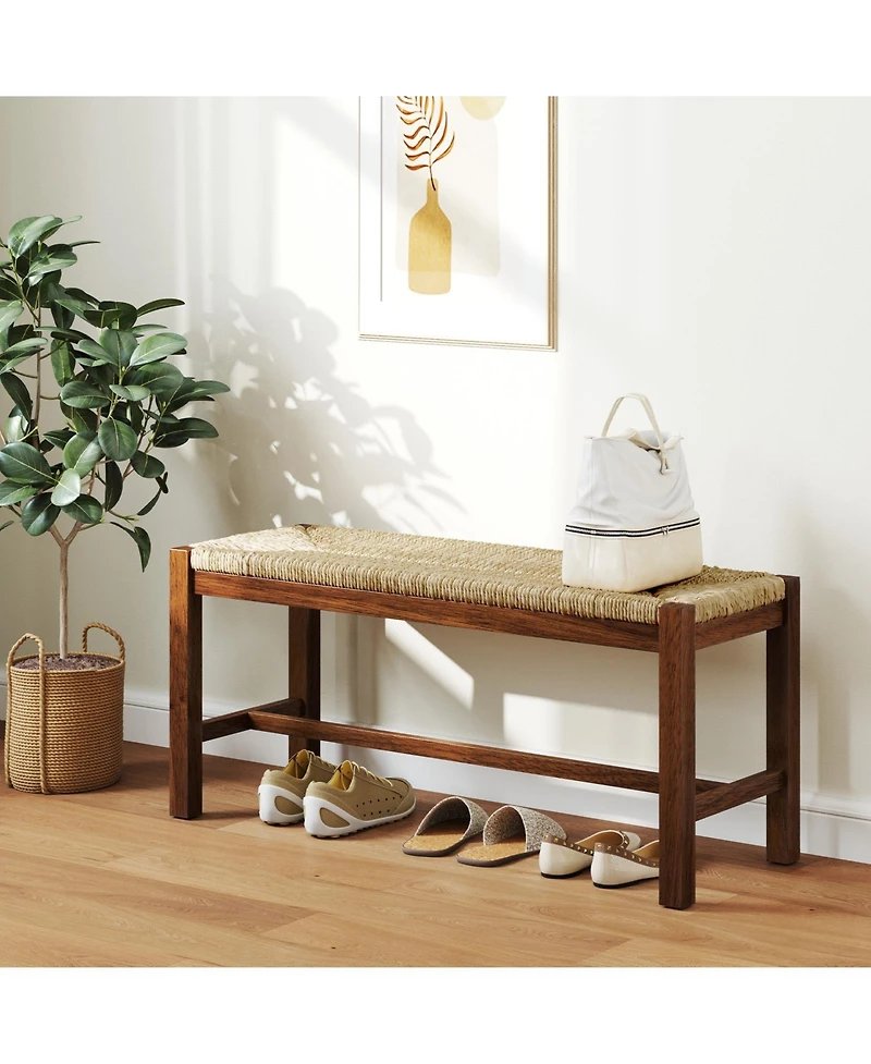 Slickblue 40" Wooden Bench with Solid Rubber Wood Frame