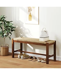 Slickblue 40" Wooden Bench with Solid Rubber Wood Frame