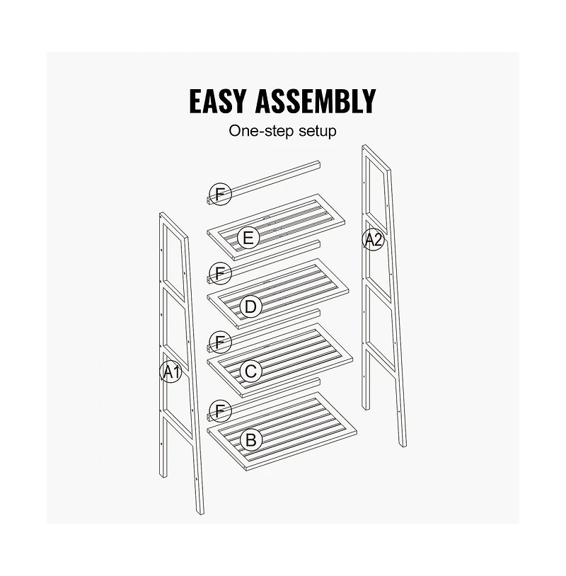 Slickblue 4-Tier Wicker Ladder Shelf, Freestanding Open Bookcase with Display Shelves for Home Office