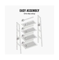 Slickblue 4-Tier Wicker Ladder Shelf, Freestanding Open Bookcase with Display Shelves for Home Office