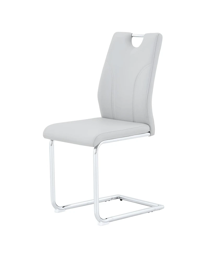 Streamdale Furniture Pu Dining Chairs with Silver Metal Legs (Set of 6)