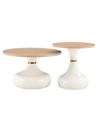 Streamdale Furniture Affordable Luxury Gourd Nesting Coffee Table Set, Light Wood and Metal