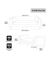 Streamdale Furniture Modern Upholstered Chenille Daybed with Armrests and Bolster Pillows