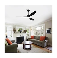 52-in Minimalism Black Ceiling Fan with Led Lights and Remote Control Included 3-Blade