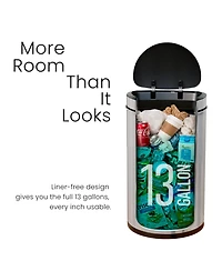 Home Zone Living 13 Gallon Motion Sensor Automatic Kitchen Trash Can with Liner-Free Stainless Steel 50 Liter Capacity