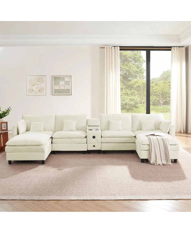 Streamdale Furniture Modular L-Shaped Sectional Sofa with Reversible Chaise and Storage Console