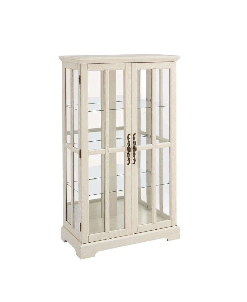 Streamdale Furniture Streamdale White Double Glass Door Tall Cabinet with Rgb Lights and 3 Shelves