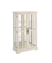 Streamdale Furniture Streamdale White Double Glass Door Tall Cabinet with Rgb Lights and 3 Shelves