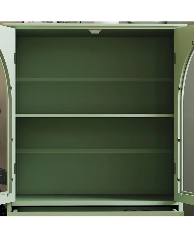Streamdale Furniture Farmhouse Arched Glass Sideboard with Drawer