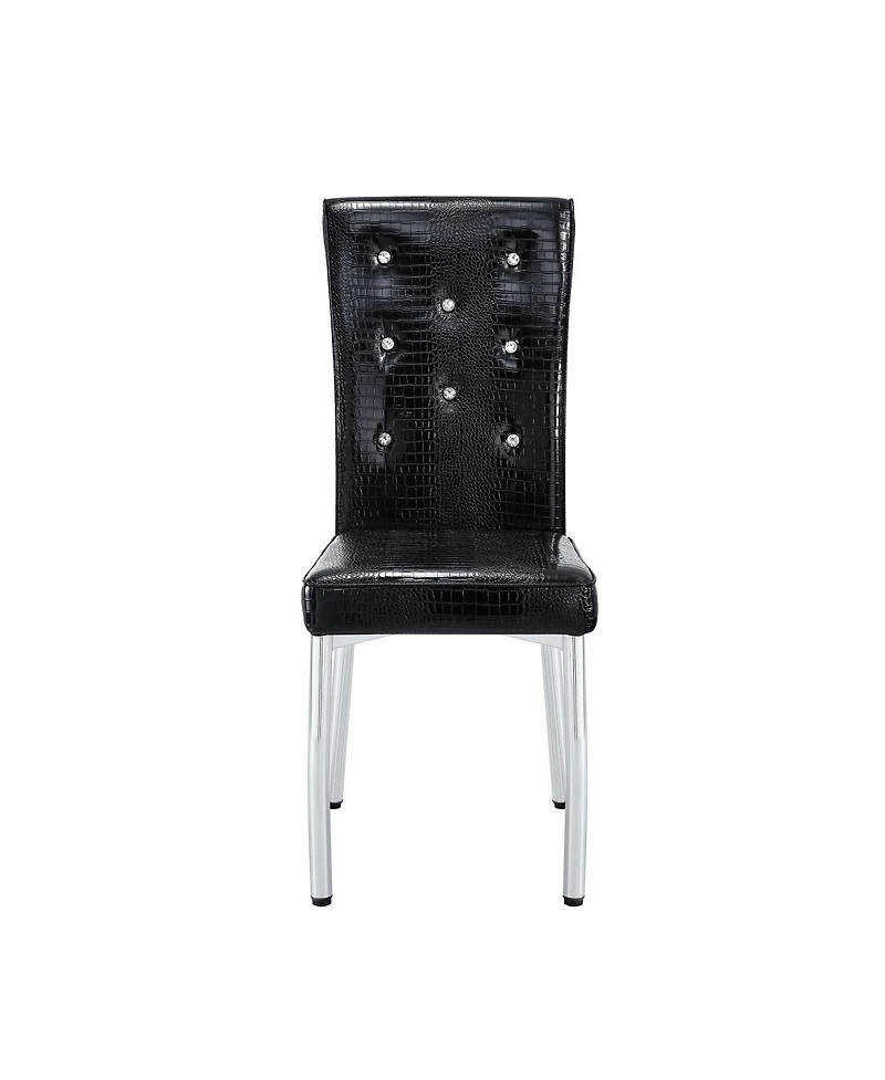 Streamdale Furniture Set of 4 Retro Alligator Faux Leather Dining Chairs with Crystal Buckle