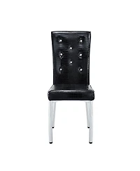 Streamdale Furniture Set of 4 Retro Alligator Faux Leather Dining Chairs with Crystal Buckle