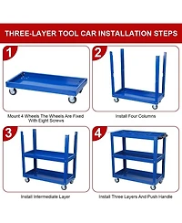 Streamdale Furniture 3-Tier Heavy Duty Rolling Tool Cart on Wheels, 450 Lbs Capacity