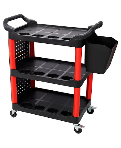 Streamdale Furniture 3-Tier Rolling Auto Detail Cart with Bucket, Tools, and Wheels