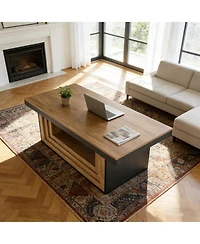 Tribesigns 47-Inches Coffee Table Living Room, Rectangle Center Table with Open Storage