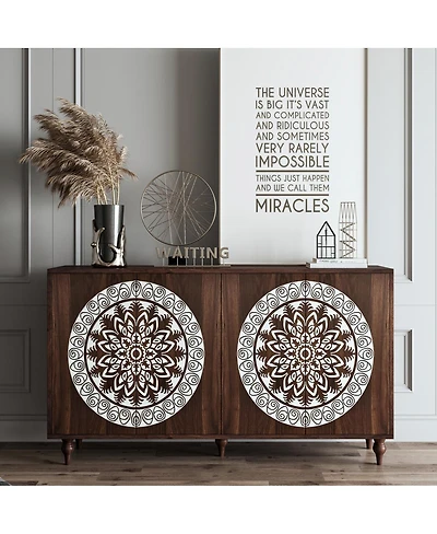 Streamdale Furniture 60" Boho Carved Walnut Sideboard Buffet Cabinet