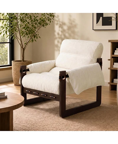 Streamdale Furniture Chenille Upholstered Accent Chair with Wooden Frame and Rolled Arms