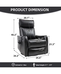 Streamdale Furniture Faux Leather Massage Swivel Recliner Chair