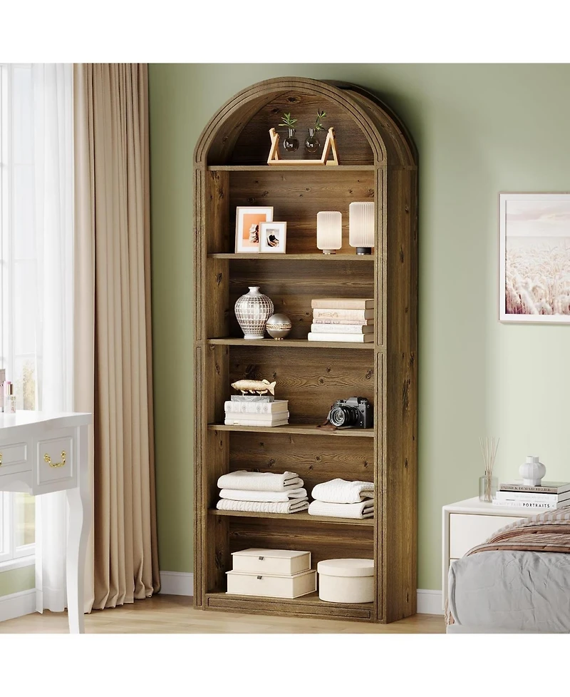 Tribesigns 6-Tier Arched Bookshelf with Open Shelves
