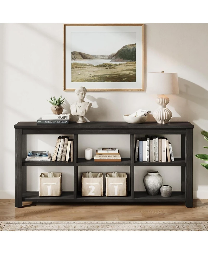 Tribesigns 63" Solid Wood Bookshelf with 6 Cubes